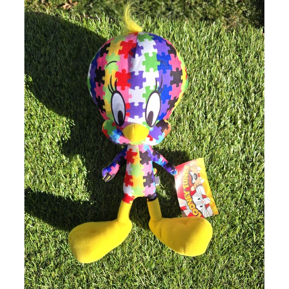 Looney Tunes Tweety Bird Plush Toy Autism Awareness Puzzle Fabric 13” With Tag